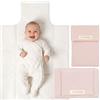MIMUSELINA Set Fasciatoio Portatile Neonato e Borsa per Pannolini | Fasciatoio da Viaggio Pieghevole, Impermeabile e Leggero | Esterno 100% Cotone | Ideale come Regalo Neonato | Fatto a Mano in Spagna