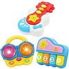 WEofferwhatYOUwant Set Strumenti Musicali Bambino - Chitarra Bongo Tamburi e Piano - Proiettore Luci Nanna - Diverse Modalità Gioco con Funzione Spegnimento Automatico per Bambini 6+ Mesi -
