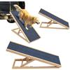 BRIEFNESS Rampa per cani per animali domestici, leggera e portatile, per auto, regolabile in altezza, scaletta pieghevole in legno, rampa di carico per auto o letto, divano con rivestimento antiscivolo