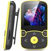 AGPTEK Lettore MP3 Running 32 GB, Lettore MP3 con Clip Bluetooth 5,3, MP3 Player Sport Mini Portatile, Contapassi Integrata, Radio FM, Registrazione, Lettura E-Book, Slot TF Fino a 128 GB (Giallo)