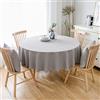 oxiang Cotone Lino Tinta Unita Tovaglie Rotonde Antimacchia Ristorante Tovaglia,220cm,grigio