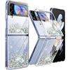 XCYYOO Cover per Samsung Galaxy Z Flip 3 Glitter Custodia Trasparente Silicone Samsung Z Flip 3 Cover Ultra Sottile Antiurto Antiscivolo Protettiva Clear Anti-Graffio Bumper Case