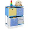 Relaxdays Scaffale con 4 Scatole, per Bambini & Bambine, Design-Dinosauro Armadio Cameretta HxBxT: 62x53x30 cm, Colorato, Vello, Ferro, plastica, Multicolore, 62 x 53 x 30 cm