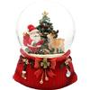 Dekohelden24 Grande palla di neve, Babbo Natale con REH e albero di Natale, con suono su base finemente decorata, dimensioni (L x P x A): 10 x 10 x 14 cm, sfera Ø 10 cm