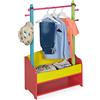 Relaxdays Stand Appendiabiti per Bambini, con Scomparto Doppio, Guardaroba a Giorno, HxLxP: 100,5x71x30 cm, Colorato, Legno