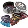 TIGER GAC14 Confezione da 12 plettri medi con contenitore in latta - in celluloide per chitarra acustica / classica / elettrica / basso - Varietà di calibri 0,46 mm/0,71 mm/0,81 mm - Colori assortiti