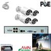 AMN KIT VIDEOSORVEGLIANZA NVR POE 8 CANALI 4 TELECAMERE 3MP VISIONE NOTTURNA COLORE