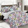 Italian Bed Linen Set Copripiumino Fantasy, Lavorato in Italia - Parure Copri Piumino - Sacco Piumone 150x200 cm con Patella e federa Cuscino, Singolo, Cerchi Astratti