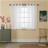GIRASOLE HOME® Coppia Tende Voile Filtranti Fantasia Geometrica Argentata Tenda Bianca per Interni con Occhielli 2 Pannelli (Geometria Argento, 140x145cm)