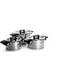 Woll Concept - Set di 6 pentole, induttivo, adatto per tutti i piani cottura, in acciaio inox, utilizzabile in forno fino a 200°, colore: Argento