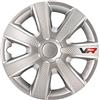 AUTO-STYLE AutoStyle Set di 4 Copricerchi VR 13 pollici Argento/Look Carbonio/logo