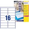 Avery Italia L7562-25 Etichette adesive trasparenti lucide, 25 fogli A4, rettangolari 99,1x33,9mm, 16 etichette per foglio, adesivo permanente, stampanti laser