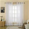 GIRASOLE HOME® Coppia Tende Voile Filtranti Fantasia Geometrica Argentata Tenda Bianca per Interni con Occhielli 2 Pannelli (Geometria Argento, 140x290cm)