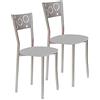 ASTIMESA SCPRGR Due sedie da Cucina, Metallo Pelle Sintetica Alluminio, Grigio, Altura de asiento 45 CMS