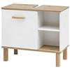 Schildmeyer Padua - Mobile base lavabo, materiale a base di legno, bianco lucido/rovere, finitura stile rustico, circa 65,2 x 35,0 x 60,1 cm
