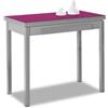 ASTIMESA - Tavolo da cucina a libro con cassetto - Tavolo con piano in vetro color melanzana - Minimalista - Struttura in legno laminato nero - Tavolo allungabile da 80 x 40 cm a 80 x 80 cm