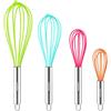 Webake Set di 4 fruste in silicone da 15,2 cm, 25,4 cm, 25,4 cm, 30,5 cm, mini fruste in silicone per padelle antiaderenti, frusta per uova, frullare, sbattere, mescolare