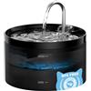 GIOTOHUN Fontanella per Gatti, GIOTOHUN Fontanella Gatti, 2L Fontanella Gatto, Forma di Rubinetto, Pompa Dell'acqua Super Silenziosa, Filtraggio dei Peli Randagi, Due tipi di Modalità di Flusso Dell'Acqua,Nero