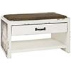 HAKU Panca per scarpe motivo, vintage, MDF, tessuto - Dim. L 72 cm x A 43 cm x P 40 cm, Stile Industriale