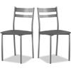 ASTIMESA SCRFGR Due sedie da Cucina, Metallo Pelle Sintetica Alluminio, Grafite, Altura de asiento 45 CMS