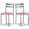 ASTIMESA SCRFRS Due sedie da Cucina, Metallo Finta Pelle Alluminio, Rosa, Altura de asiento 45 CMS