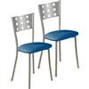 ASTIMESA SCMCAZ Due sedie da cucina, metallo, blu, altezza della seduta 45 cm