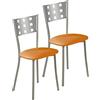 ASTIMESA SCMCNA Due sedie da cucina, metallo, arancione, altezza della seduta 45 cm