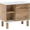 Schildmeyer 147630 Wido - Mobile sottolavabo con finitura stile rustico in rovere e bianco, 60 x 65.2 x 35 cm