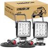 RIGIDON 2 Pcs 4 Pollici 48 W Faro da ricerca Led, Luce da Lavoro con Base Magnetica, Luce da Ricerca, Per Auto Fuoristrada, Camion SUV 4x4 Barca, 12 V 24V DC Spotlights Fari di Profondità, 6000K