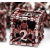 HNCCESG Set di Dadi in Metallo Triste Mietitore, Dadi DND Poliedrici Vuoti per Giochi di Ruolo, Con D4/D6/D8/D10(0-9 e 00-90)/D12/D20 e Facce a Sangue,Con Scatola Regalo (Rosso)