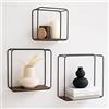 Kazai. Mensole da Muro Design -Jona- | Scaffale Metallo a 3 Parti con Impiallacciatura in Vero Legno | Decorazione della Parete, Libreria Scaffale, per Camera da Letto, Bagno, Cucina | Noce