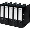Leitz VON Leitz 10551095 - Confezione da 5 cartelle in cartone con copertina in plastica, dorso 80 mm, per 600 fogli, certificato FSC, per scuola, studio e casa, colore: nero