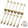 Qanye 12 Pezzi Set di Posate Miste Cucchiai e Forchette, Forchetta da Dessert, Cucchiaino da Caffè in Acciaio Inox, Compresi 6 Cucchiai e 6 Forchette, per Tea Party in Cucina e Caffetterie (Oro)