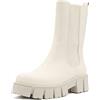 QUEEN HELENA Stivali Chelsea con Plateau Stivaletti Platform Casual Donna X27-182 (Beige, Numeric_41)