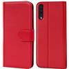 Verco custodia per Samsung Galaxy A50, Case per Galaxy A50 Cover PU Pelle Portafoglio Protettiva, Rosso
