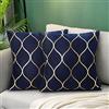 Hanrunsi Fodera per Cuscino in Velluto Blu Navy 40x40 cm con Federe Geometriche Dorate 16 x 16 Cuscini Quadrati Decorativi in Velluto Set di 2 per Poltrone da Soggiorno
