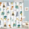Bonhause Tenda Doccia Dinosauro per Bambini 180 x 180 cm Tende per Doccia in Poliestere Impermeabile Antimuffa Lavabile Tende Bagno con 12 Ganci