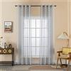 GIRASOLE HOME Coppia Tende Filtranti Semi Trasparenti Simil Lino Effetto Rattoppato Tenda con Occhielli per Interni 2 Pannelli 140x275cm (Grigio)