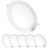 JANDEI - Confezione da 6 faretti LED da incasso rotondi, 18W, 1500 lumen, extrapiatti 13 mm, foro di montaggio Ø200-205 mm, bianco freddo 6000K con trasformatori inclusi