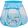 Selonis Tenda 105X90cm/100 Palline Castello Con Palline Colorate Per Bambini, Blu:Perla/Grigio/Trasparente/Azzurro/Menta