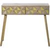 DRW Tavolo da Ingresso con 2 cassetti in Legno Paulownia+DM e Pino 89 x 30 x 78 cm, 89x30x78cm