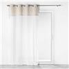 Douceur d'Intérieur, Tenda con occhielli, 140 x 240 cm, Samira, bianca, sabbiata, top in policotone e pompon