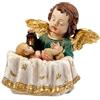 DRW Figura angelo custode con bambina resina dipinta a mano 5 cm