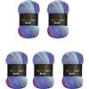 Wollbiene 5 gomitoli di lana da 100 g, 500 g, multicolore (2000 bacca viola)