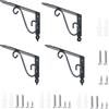 yufana 4 Pezzi Reggimensola Ferro Battuto,150x 110mm Triangolare Staffe Decorative Mensole in Ghisa Mensole Pesanti 90 Gradi con Viti,supporto da parete per angolo di fissaggio(Nero)