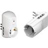 BTicino S3610Db Kit Adattatore Safe 1 Presa Standard Tedesca E 2 Prese 10A Con Interruttore Di Sicurezza & S3615De Adattatore Salvaspazio Corner, 2 Prese 1 Presa Tedesca Tipo P30, Spina Bianco, 10A