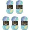 Wollbiene Batik - 5 gomitoli di lana da 100 g, 500 g, con gradiente, Multicolore (5010, marrone, beige)