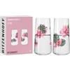 Ritzenhoff 6151001 Set di bicchieri universali 600 ml - Serie Sommersonett D-Tox - 2x bicchieri con motivo floreale - Made in Germany
