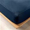 douceur d'intérieur, Lenzuolo con angoli elasticizzati (180 x 200 cm) Biolina Blu Notte, 100% Cotone Bio
