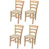 t m c s Tommychairs - Set 4 sedie modello Cuore per cucina bar e sala da pranzo, robusta struttura in Legno di faggio color naturale e seduta rivestita in pelle artificiale colore avorio
